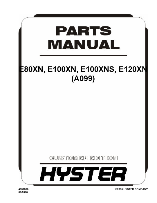 Hyster E80XN, E100XN, E100XNS, E120XN (A099) Forklift Parts Manual PDF