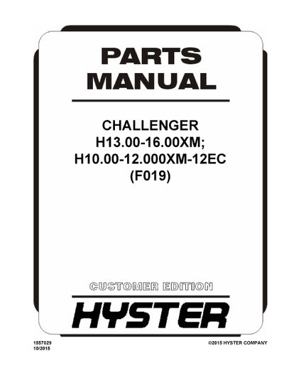 Hyster H13.00-16.00XM; H10.00-12.000XM-12EC (F019E) Europe Forklift Parts Manual PDF Download