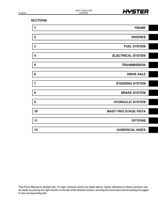 Hyster H16.00XM-12,H16.00XMS-12,H18.00XM-12,H18.00XMS-12 (A236E) Forklift Parts Manual PDF