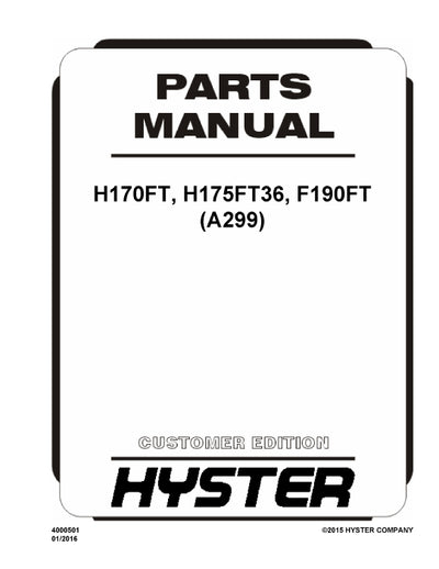 Hyster H170FT, H175FT36, F190FT (A299) Forklift Parts Manual PDF