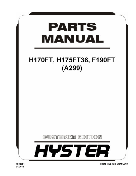 Hyster H170FT, H175FT36, F190FT (A299) Forklift Parts Manual PDF