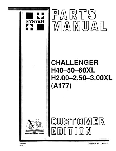 Hyster H2.00-3.00XL H40-60XL (A177) Forklift Parts Manual PDF