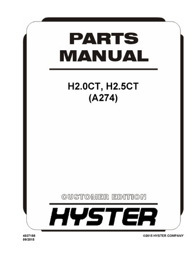 Hyster H2.0CT, H2.5CT (A274E) Forklift Parts Manual PDF