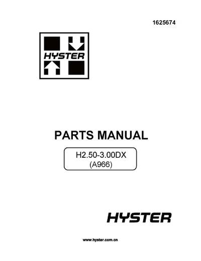 Hyster H2.50-3.00DX (A966) Forklift Parts Manual PDF