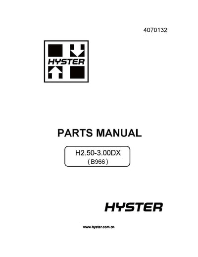 Hyster H2.5XT, H3.0XT (B966) Forklift Parts Manual PDF Download