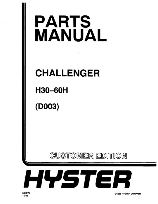 Hyster H30-60H (D003) Forklift Parts Manual PDF Download
