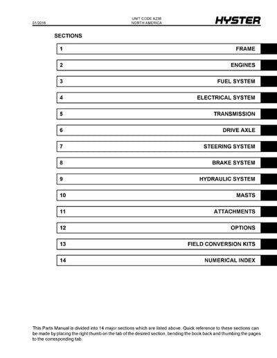 Hyster H360-36HD, H360-48HD (A238) Forklift Parts Manual PDF