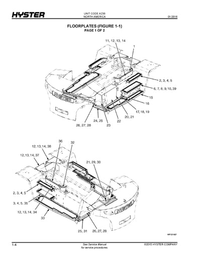 Hyster H360-36HD, H360-48HD (A238) Forklift Parts Manual PDF
