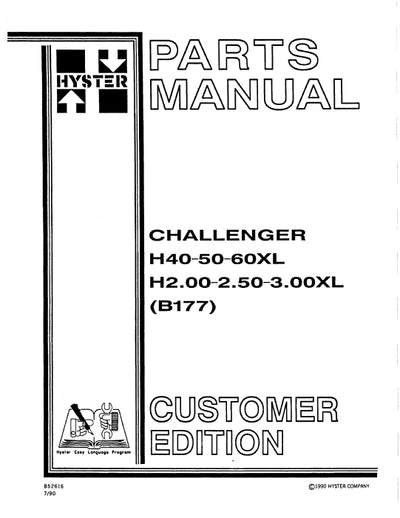 Hyster H40-60XL (B177) Forklift Parts Manual PDF Download