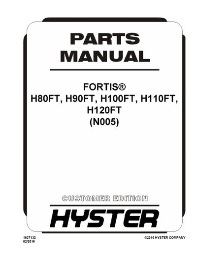 Hyster H80FT, H90FT, H100FT, H110FT, H120FT (N005) Forklift Parts Manual PDF Download
