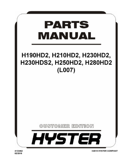 Hyster H8XM-6, H9XM-6, H10XM-6, H10XMS-6, H12XM-6 (L007) Europe Forklift Parts Manual PDF Download