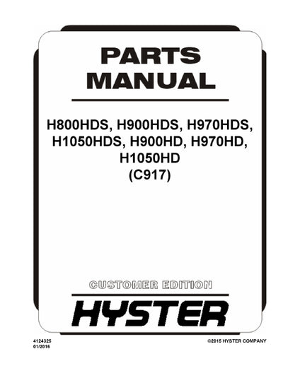 Hyster H900HD,H970HD,H1050HD (C917) Forklift Parts Manual PDF Download