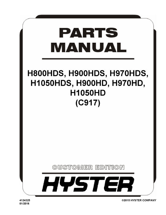 Hyster H900HD,H970HD,H1050HD (C917) Forklift Parts Manual PDF Download