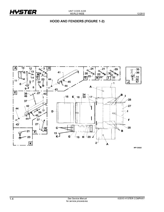 Hyster HR45-48EC (A228) Forklift Parts Manual PDF