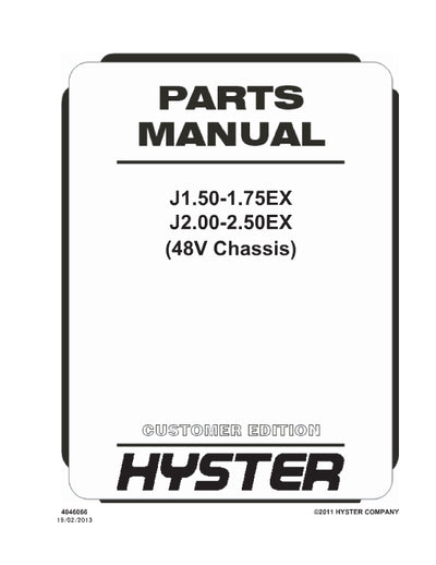 Hyster J1.50-1.75EX, J2.00-2.50 EX (A402) Forklift Parts Manual PDF