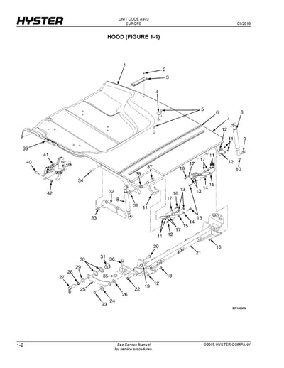 Hyster J4.0XN, J4.5XN, J5.0XN, J5.0XN6, J5.5XN6 (A970E) Forklift Parts Manual PDF