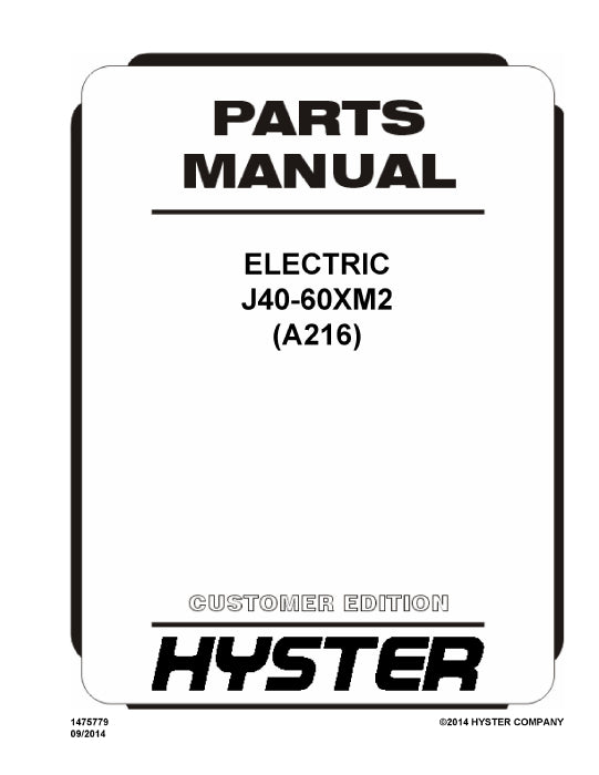 Hyster J40-60XM2; J40-65XM (A216) Forklift Parts Manual PDF