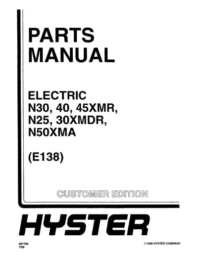 Hyster N30-50XMRXMA (E138) Forklift Parts Manual PDF Download