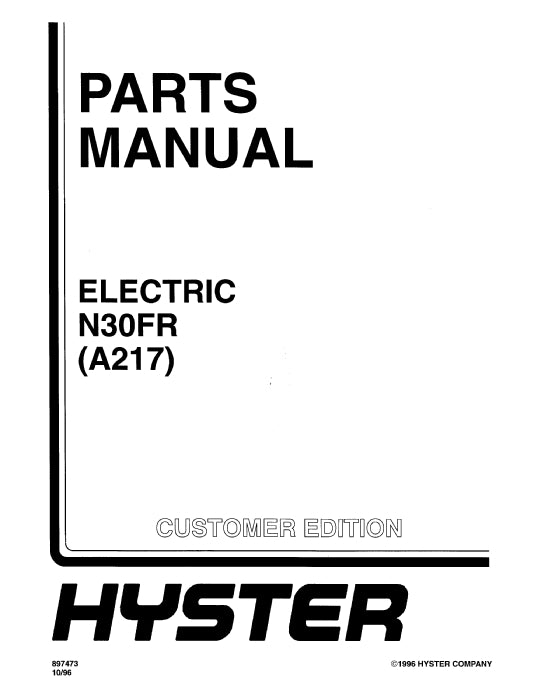Hyster N30FR (A217) Forklift Parts Manual PDF