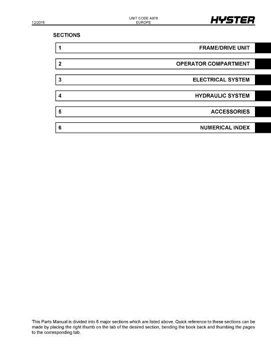 Hyster P2.0SE (A978) Forklift Parts Manual PDF