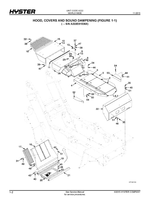 Hyster RS45-27IH, -30CH; RS46-30IH, -33CH, -33IH, -36CH (A222) Forklift Parts Manual PDF