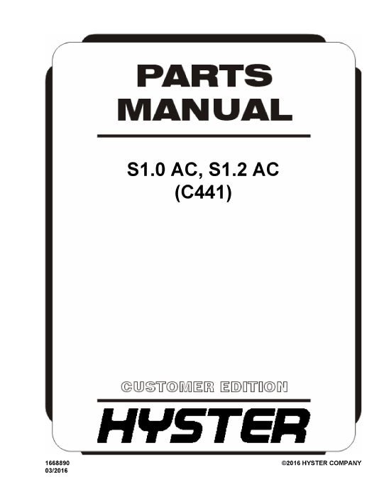 Hyster S1.01.2 (C441) Forklift Parts Manual PDF Download