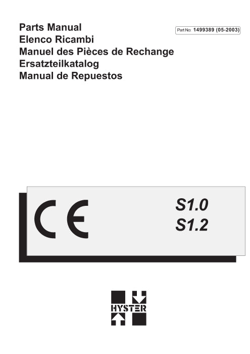 Hyster S1.0 AC, S1.2 AC (B441) Forklift Parts Manual PDF Download