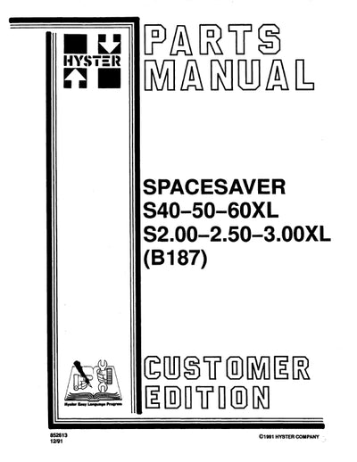 Hyster S40-60XL (B187) Forklift Parts Manual PDF Download