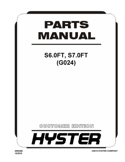 Hyster S6.0FT, S7.0FT (G024E) Europe Forklift Parts Manual PDF Download