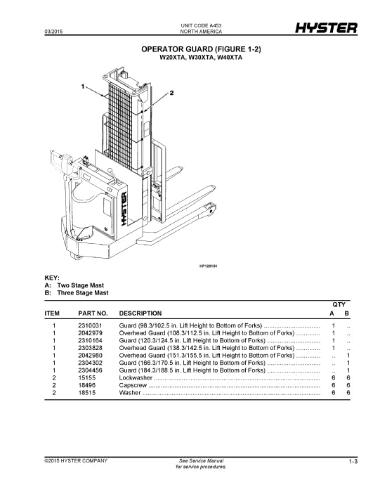 Hyster W20-40XTA (A453) Forklift Parts Manual PDF
