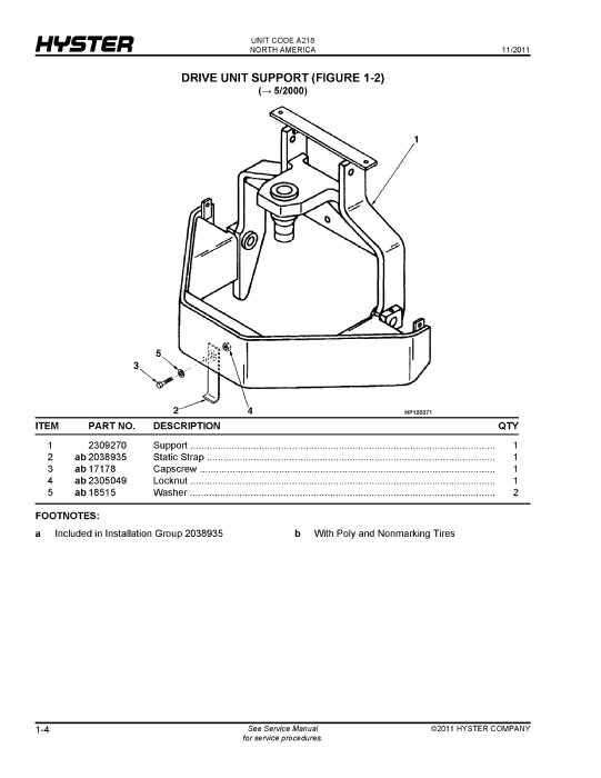 Hyster W40XT (A218) Forklift Parts Manual PDF