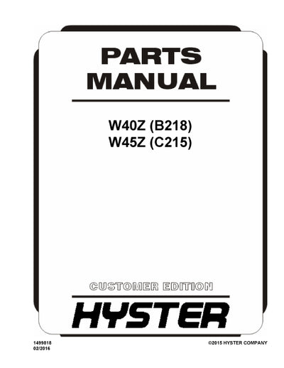 Hyster W45Z (C215) Forklift Parts Manual PDF Download