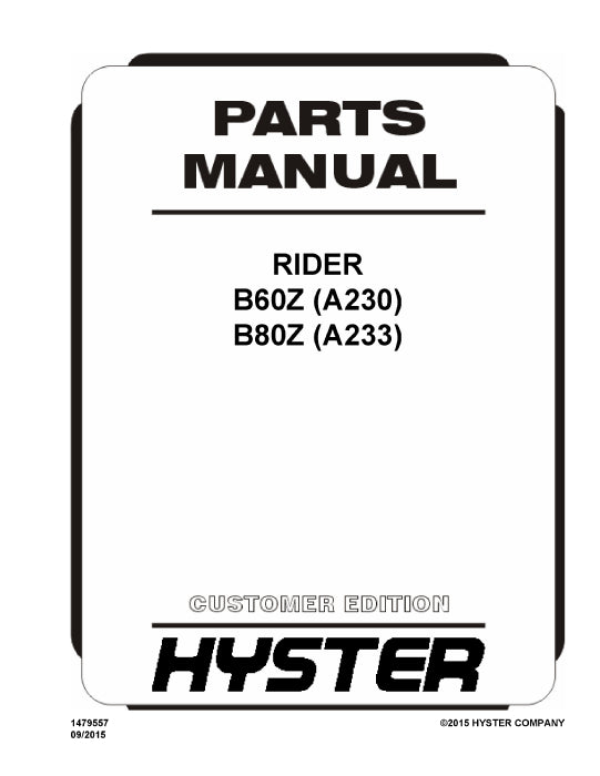 Hyster W60Z (A230) Forklift Parts Manual PDF