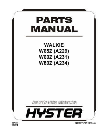 Hyster W80Z (A234) Forklift Parts Manual PDF
