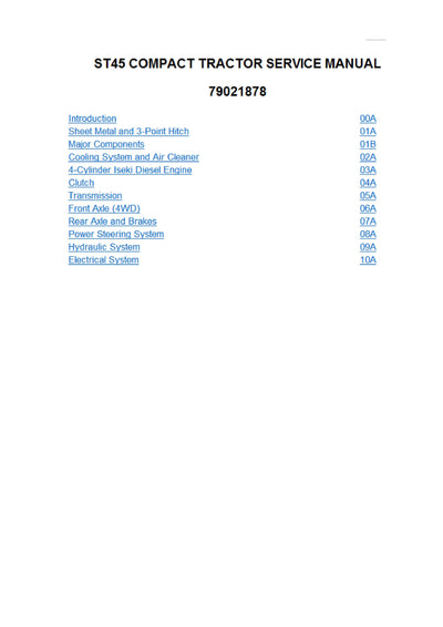 AGCO ST45 Compact Tractor Service Manual - PDF Download