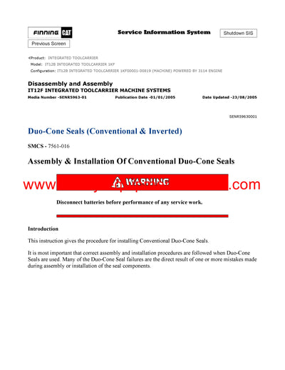 DOWNLOAD CATERPILLAR IT12B INTEGRATED TOOLCARRIER SERVICE REPAIR MANUAL 1KF