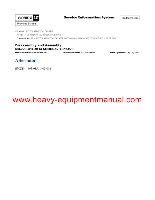 DOWNLOAD CATERPILLAR IT18 INTEGRATED TOOLCARRIER SERVICE REPAIR MANUAL 9NB