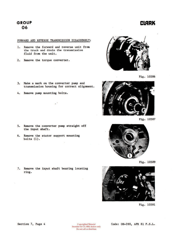 Clark IT50 60 70 80D (OH-390) Forklift Overhaul Manual - PDF Download