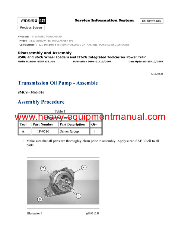 DOWNLOAD CATERPILLAR IT62G INTEGRATED TOOLCARRIER SERVICE REPAIR MANUAL 6PS