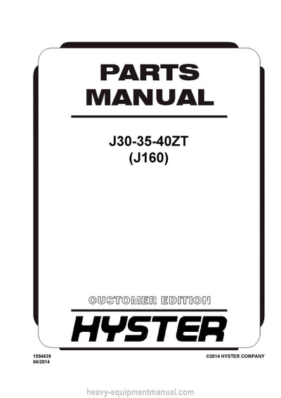Hyster Forklift Truck Full Complete Parts Catalog Manual PDF