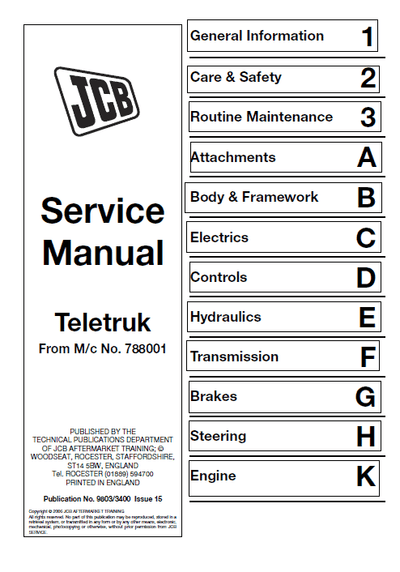 JCB 20D, 25D, 30D, 35D TLT Lift Teletruk Service Manual Download PDF