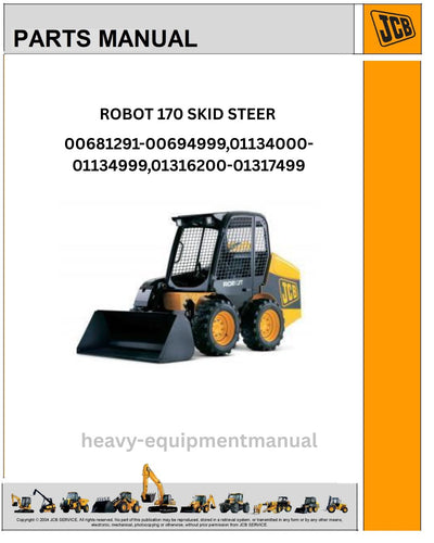 JCB ROBOT 170 SKID STEER PARTS MANUAL