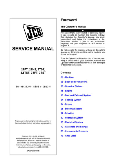 JCB 2TFT, 2THS, 2TST, 3.5TST, 3TFT, 3TST Dumper Service Repair Manual - PDF Download