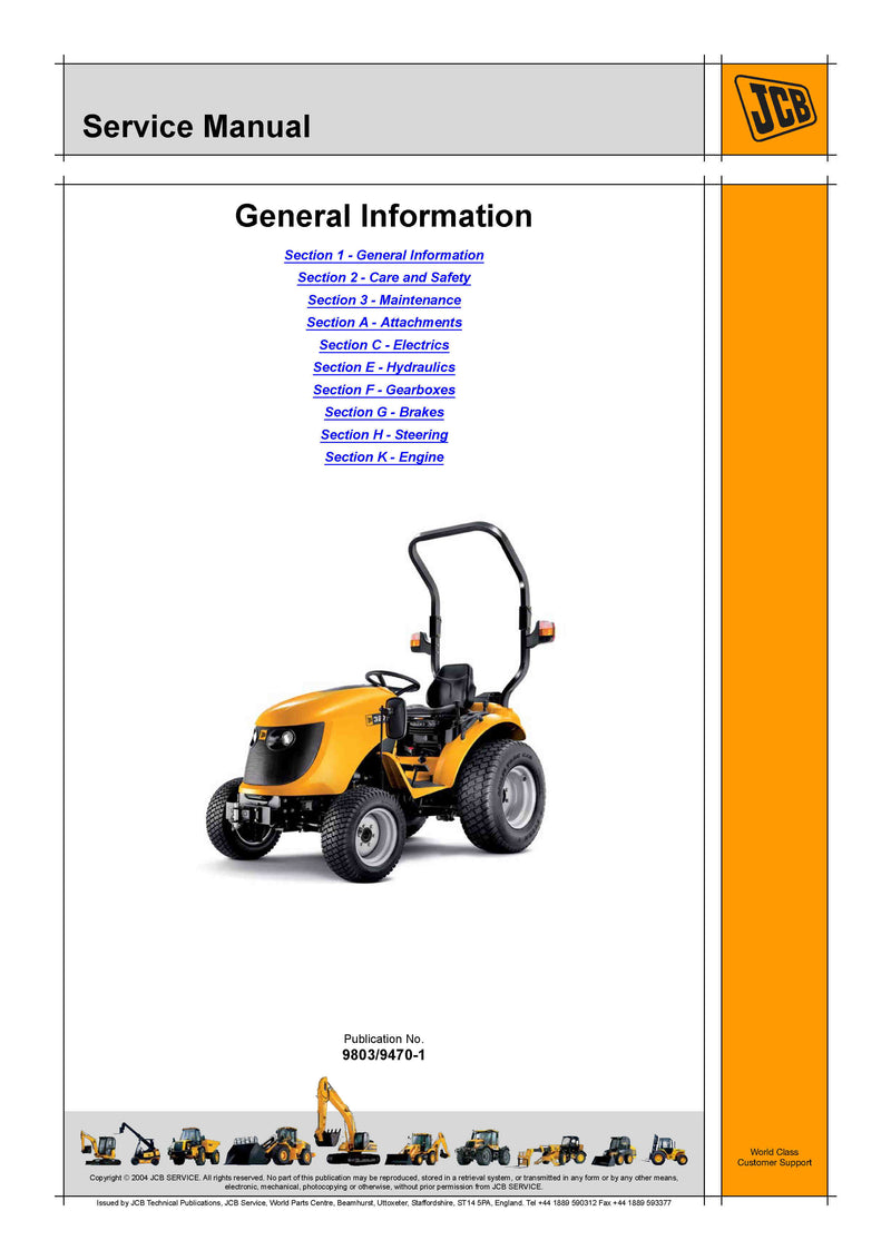 JCB 323HST 327HST Compact Tractor Service Repair Manual - PDF Download