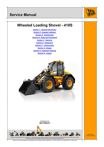 JCB 418S Wheeled Loading Shovel Service Repair Manual - PDF Download