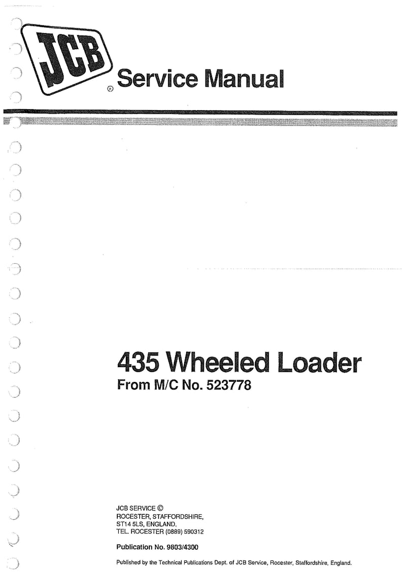 JCB 435 Wheeled Loader Service Repair Manual - PDF Download