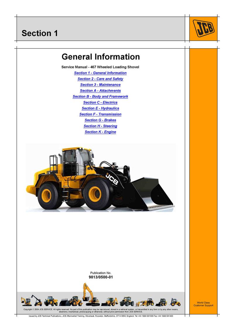 JCB 467 Wheeled Loader Service Repair Manual - PDF Download
