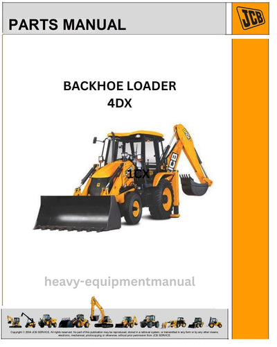 JCB 4DX Backhoe Loader Parts Manual SN: 01412007-01412499