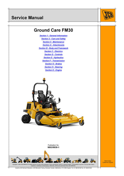 JCB FM30 Ground Care Service Repair Manual - PDF Download