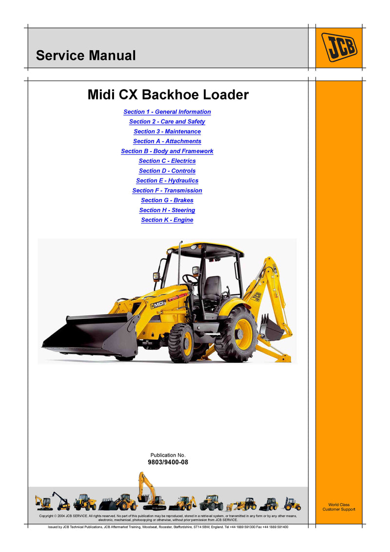 JCB Midi CX Backhoe Loader Service Repair Manual - PDF Download